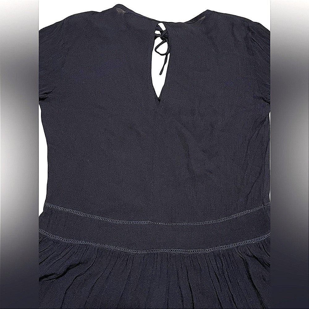 ViX Paula Hermanny Black Ruffle Sleeve Mini Dress Beach Cover Up Womens Medium - Picture 6 of 6